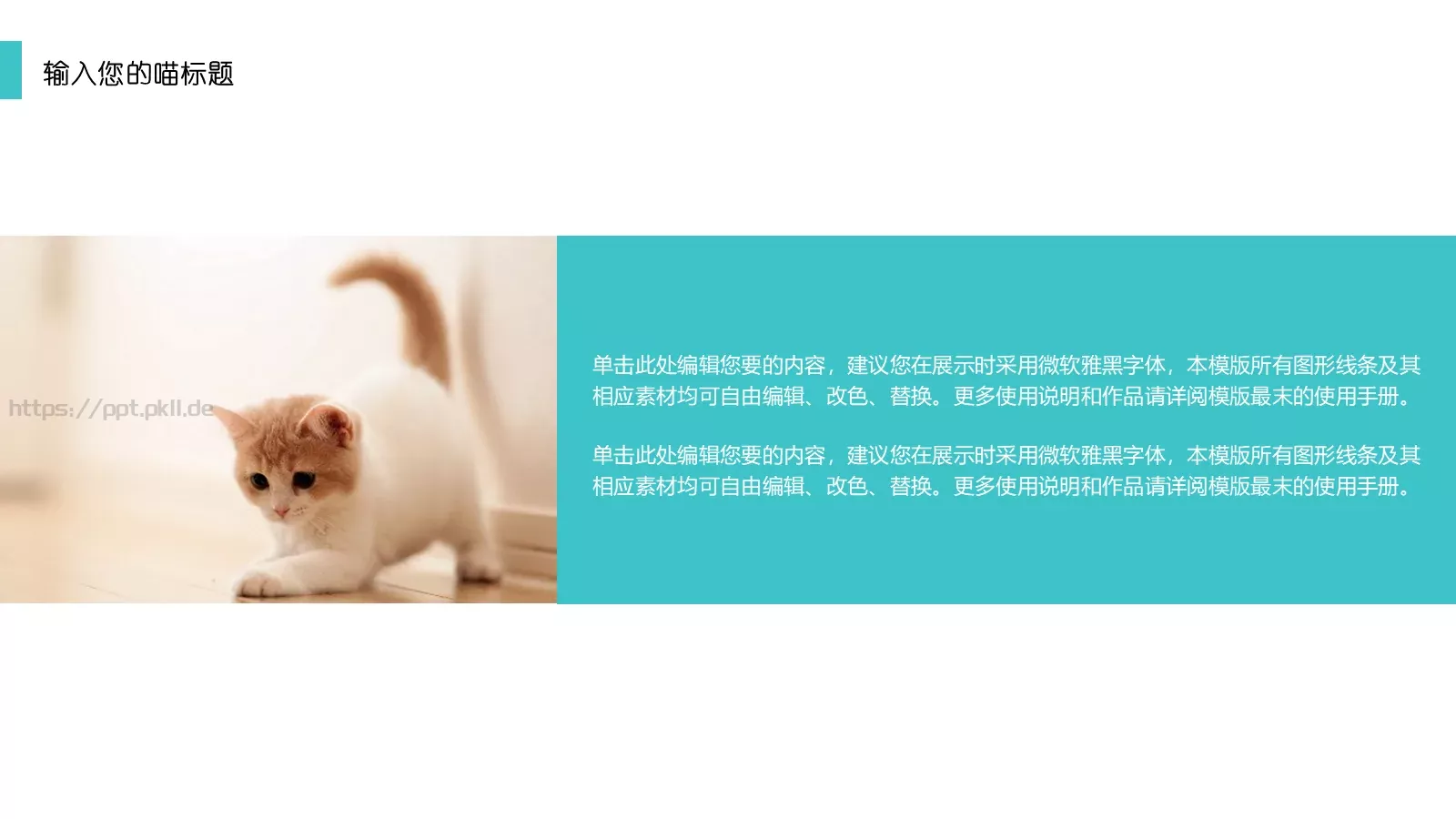 猫咪主题通用PPT模板 第 11 页预览图