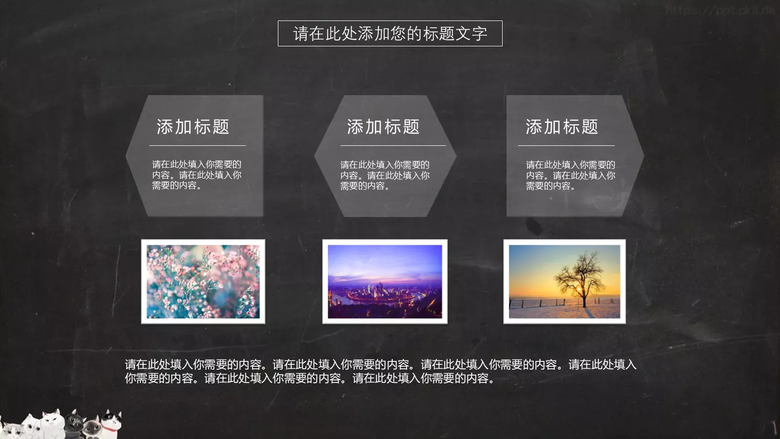 呆萌小猫手绘卡通通用总结PPT模板 第 7 页预览图