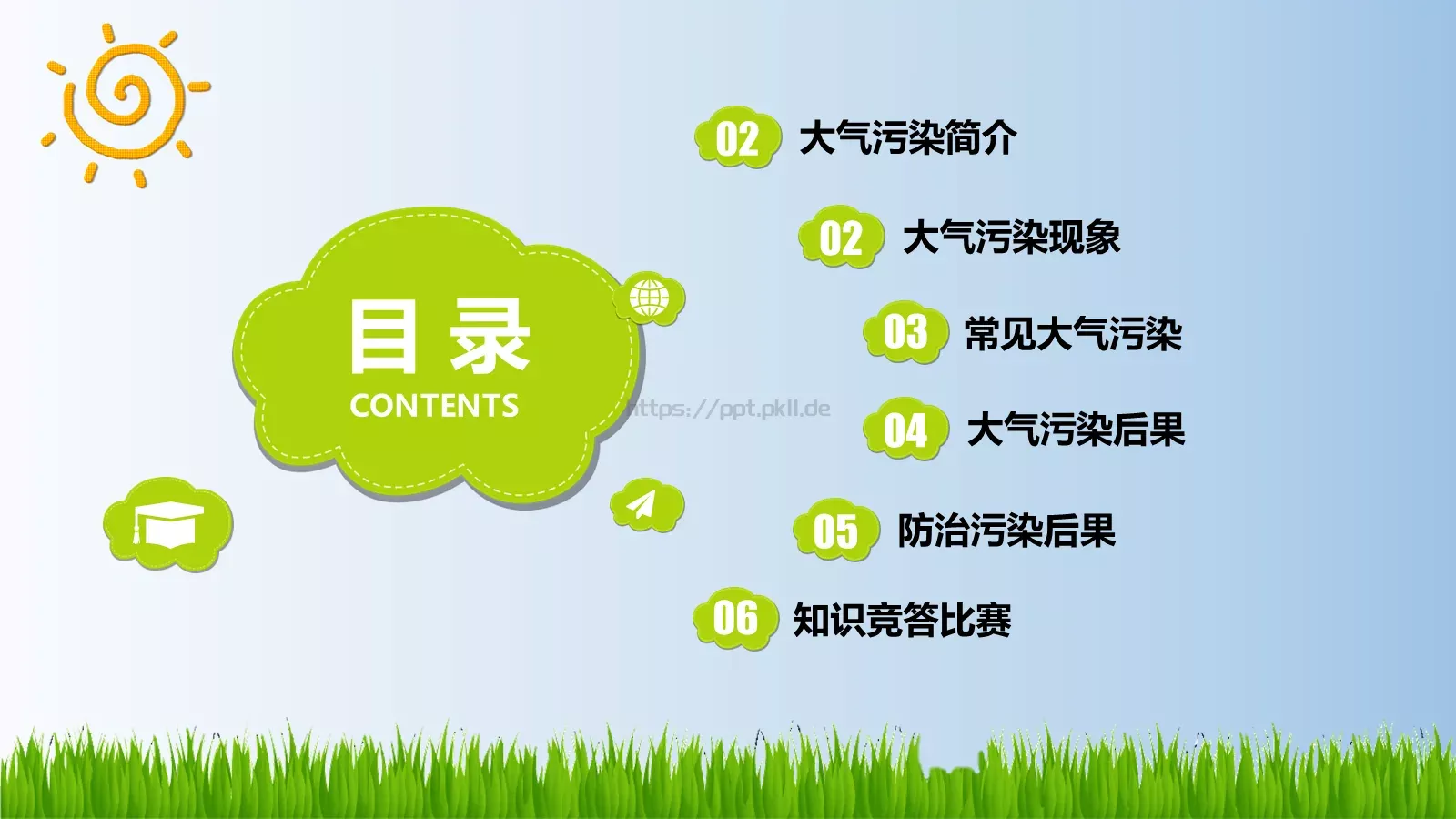 追寻蓝天下的幸福PPT模板 第 2 页缩略图