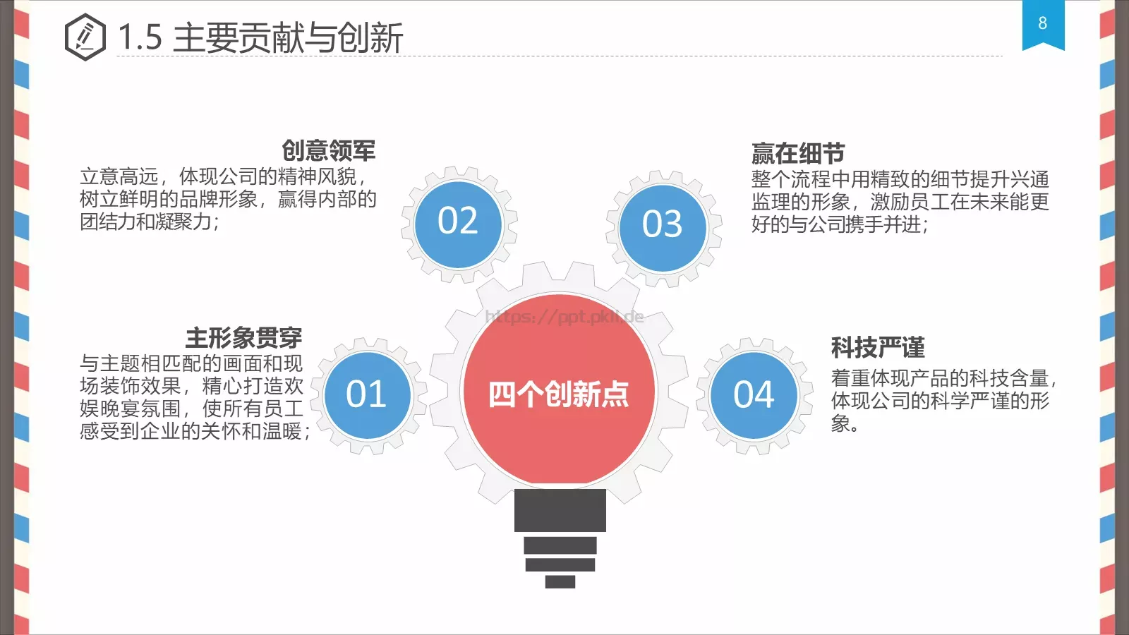 创意信件风格论文答辩PPT模板 第 8 页预览图