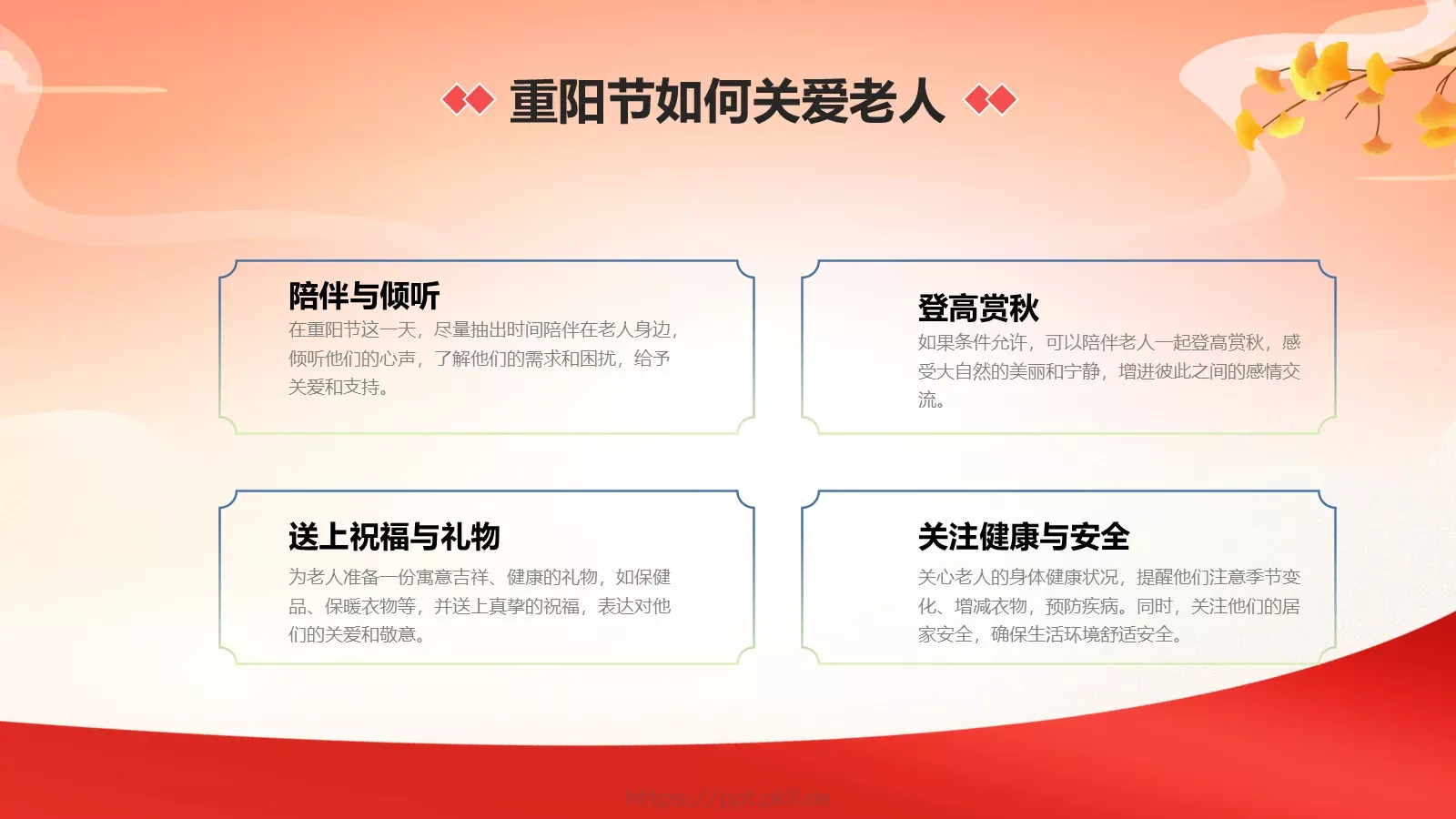 重阳节关爱老人主题PPT模板 第 6 页预览图