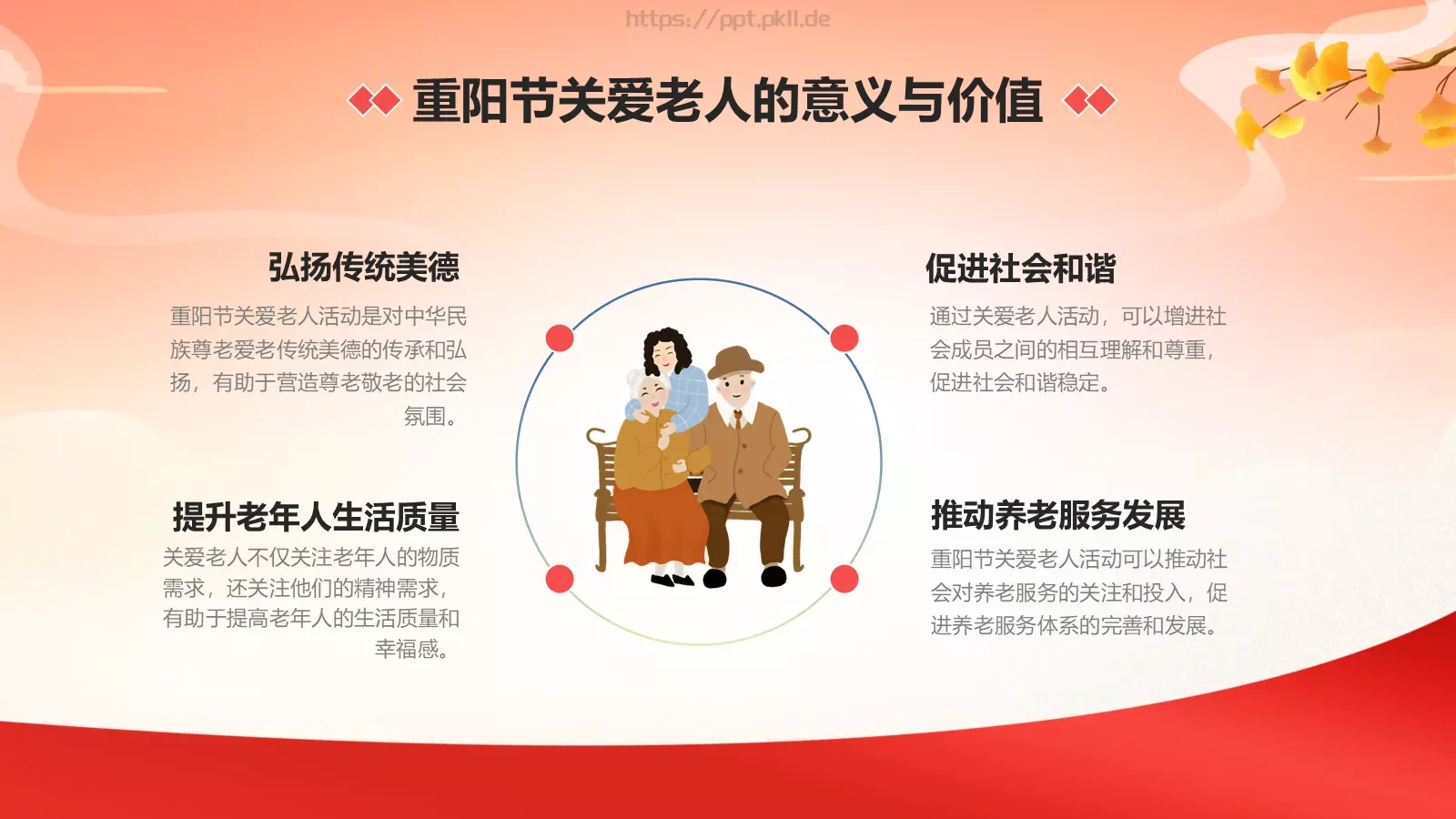 重阳节关爱老人主题PPT模板 第 24 页预览图