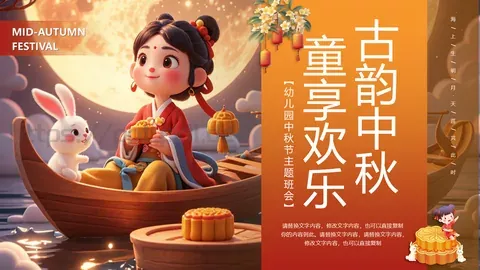幼儿园中秋节主题班会PPT模板 缩略图