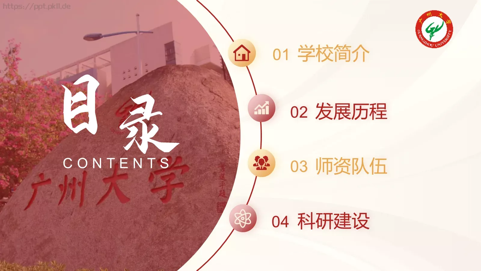 广州大学介绍PPT模板 第 2 页缩略图