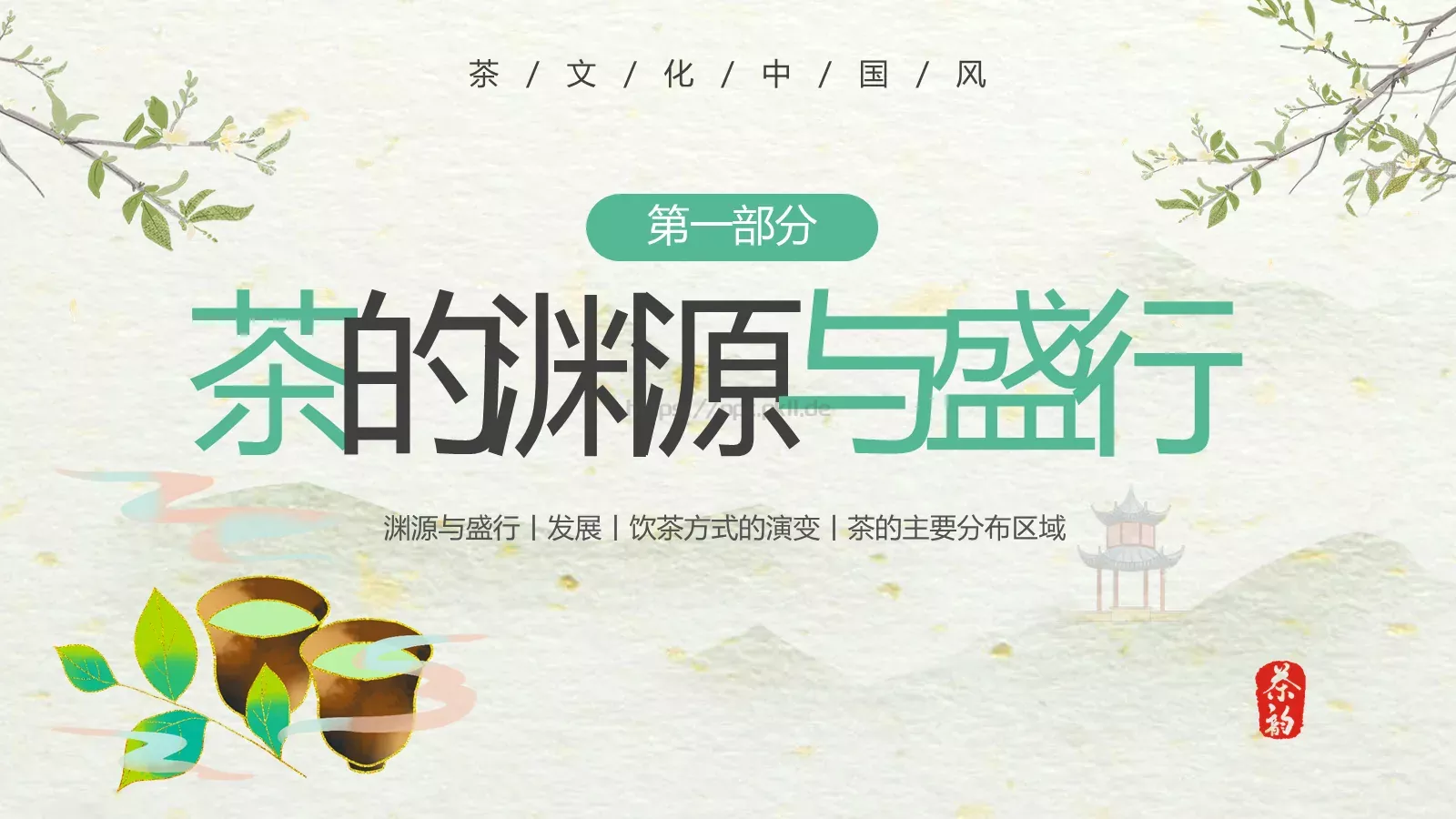 绿色中国风茶文化PPT模板 第 3 页缩略图