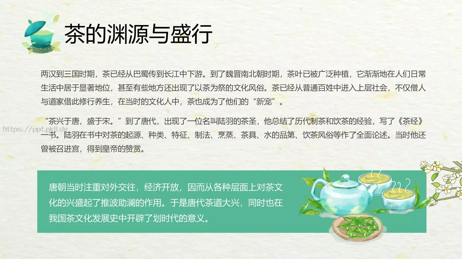 绿色中国风茶文化PPT模板 第 6 页预览图