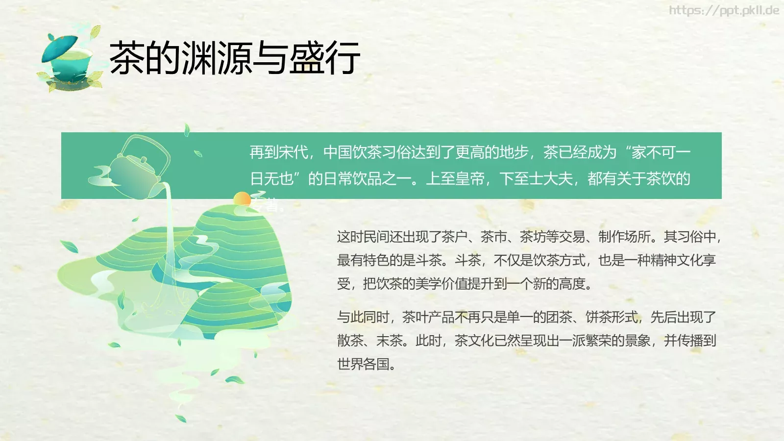绿色中国风茶文化PPT模板 第 7 页预览图