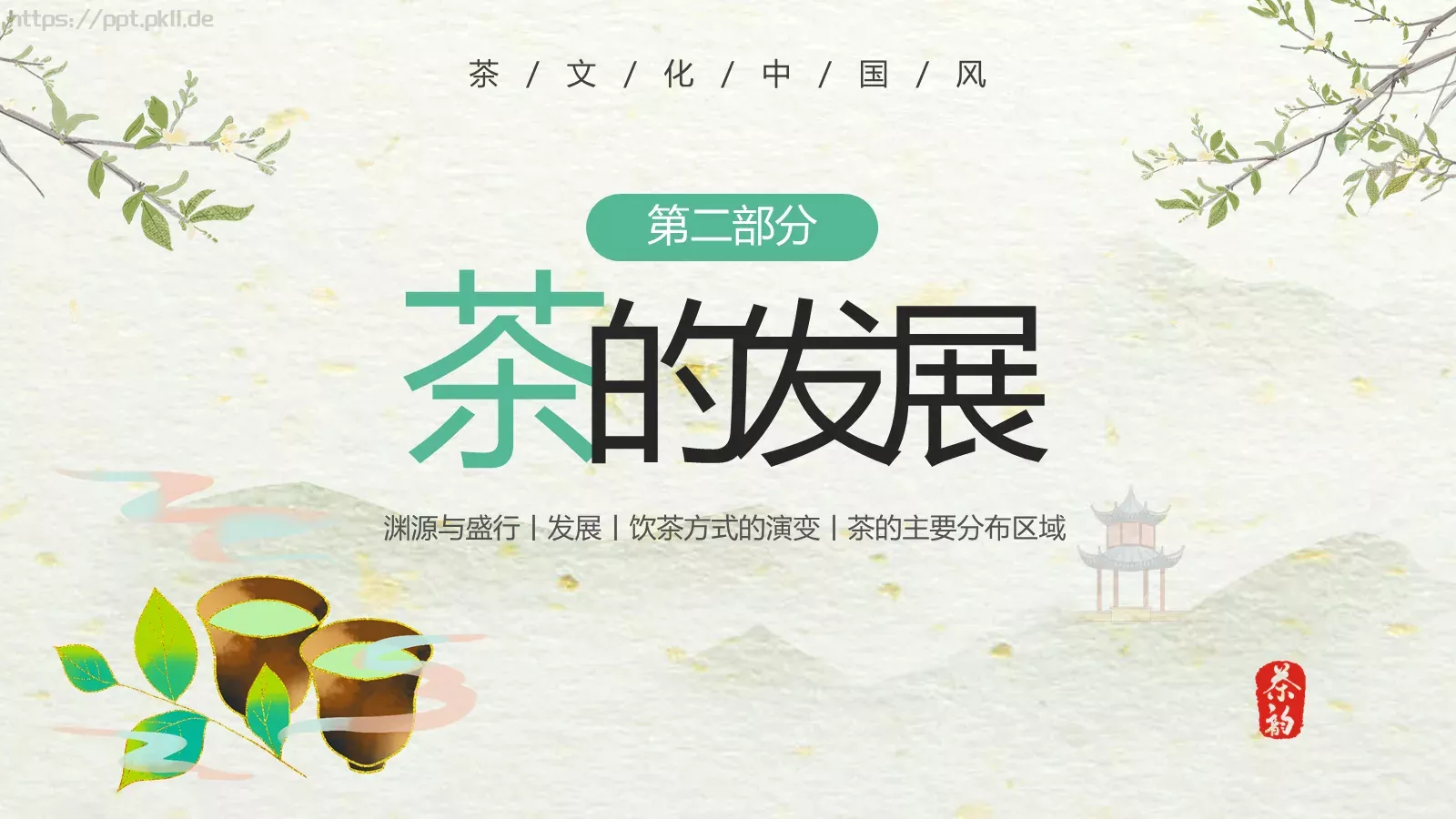绿色中国风茶文化PPT模板 第 10 页预览图