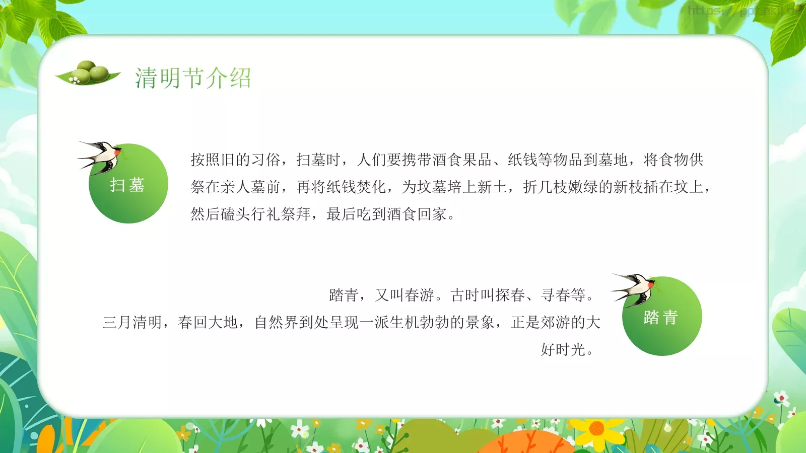 幼儿园清明节主题班会PPT模板 第 5 页预览图