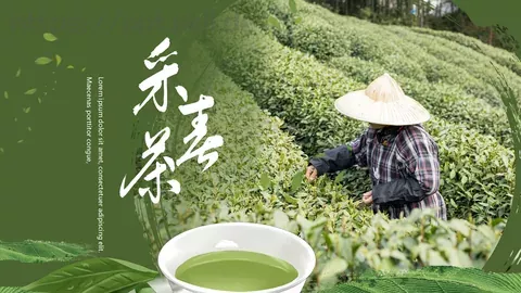 绿色简约春茶画册展示PPT模板 缩略图