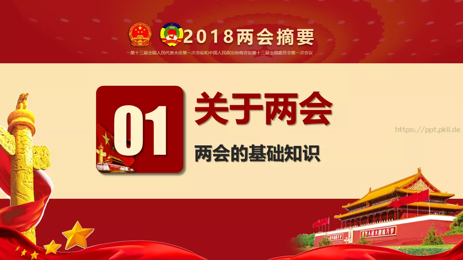 2018两会解读第一季PPT模板 第 5 页预览图
