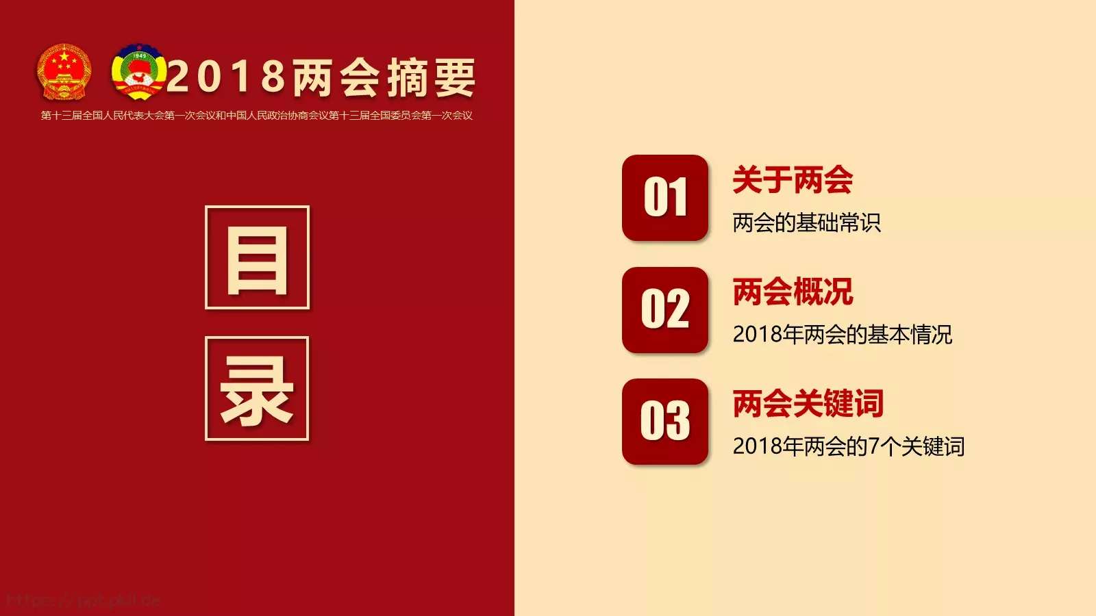 2018两会解读第一季PPT模板 第 4 页缩略图