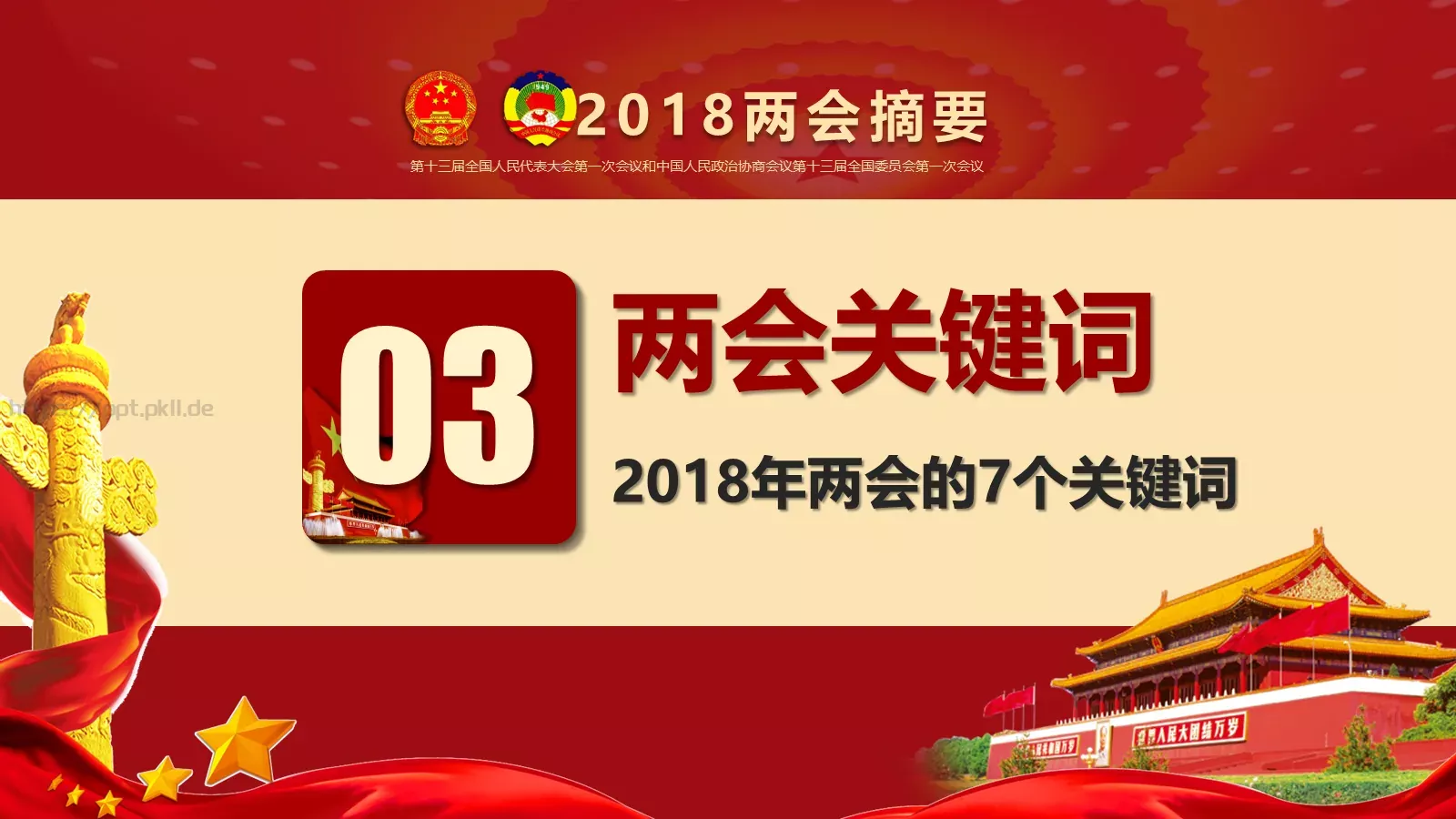 2018两会解读第一季PPT模板 第 13 页预览图