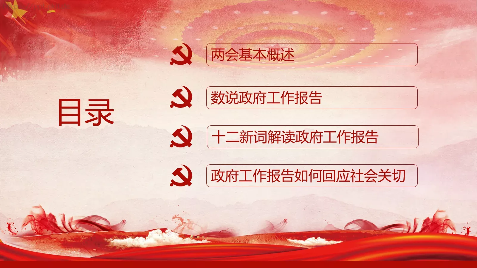 2018两会解读第一季PPT模板 第 2 页缩略图