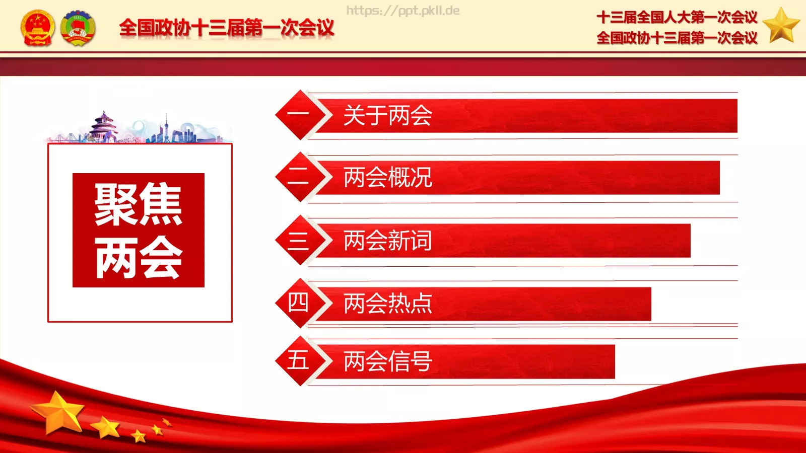 2018两会解读第一季PPT模板 第 4 页缩略图