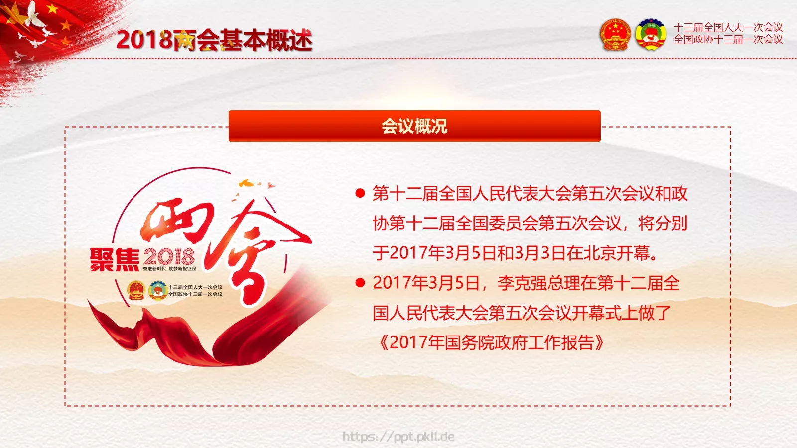2018两会解读第一季通用PPT模板 第 5 页预览图