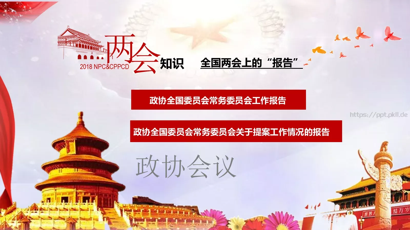 全国政协十三届一次会议PPT模板 第 9 页预览图