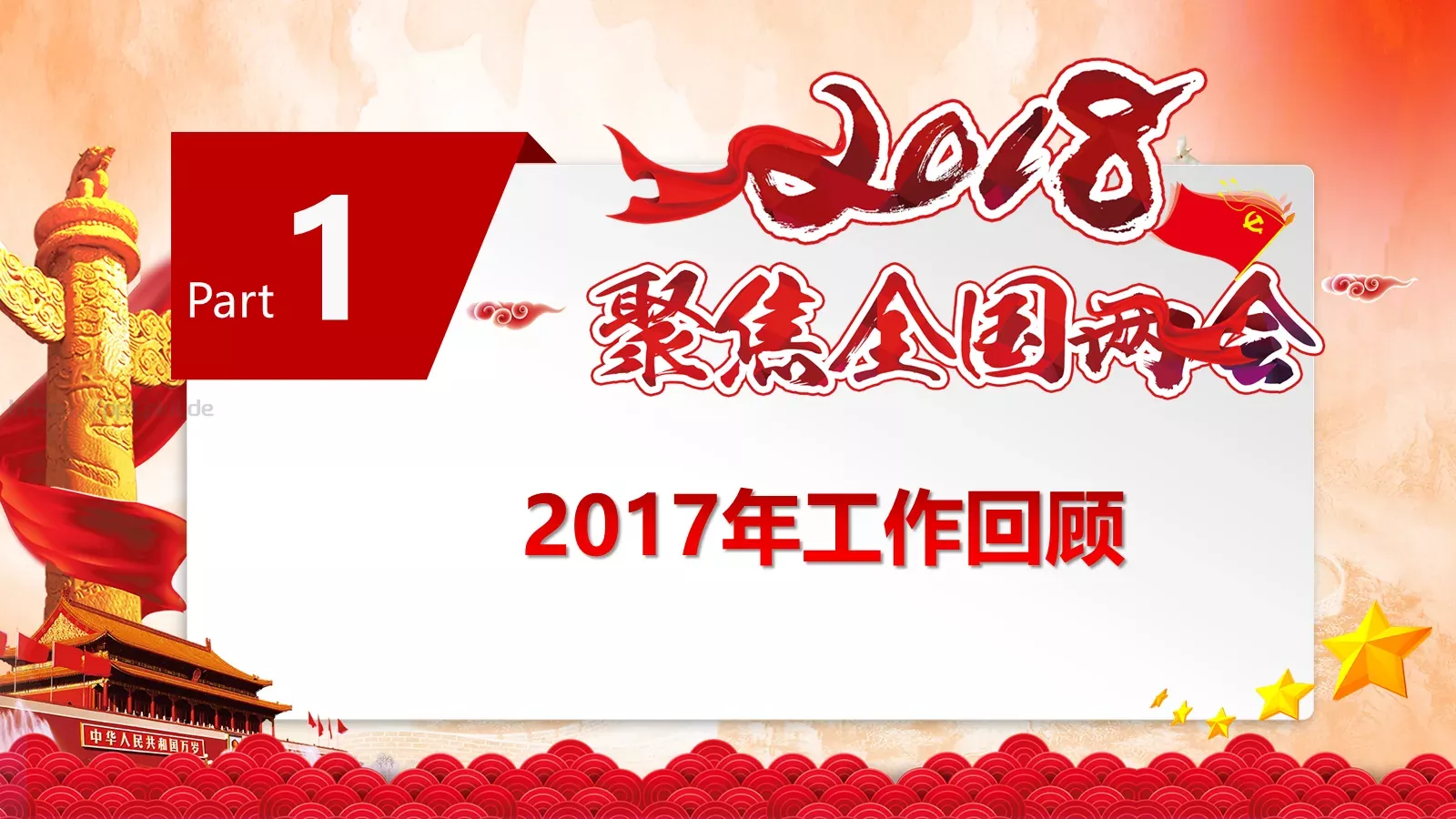 2018两会解读第一季PPT模板 第 4 页缩略图