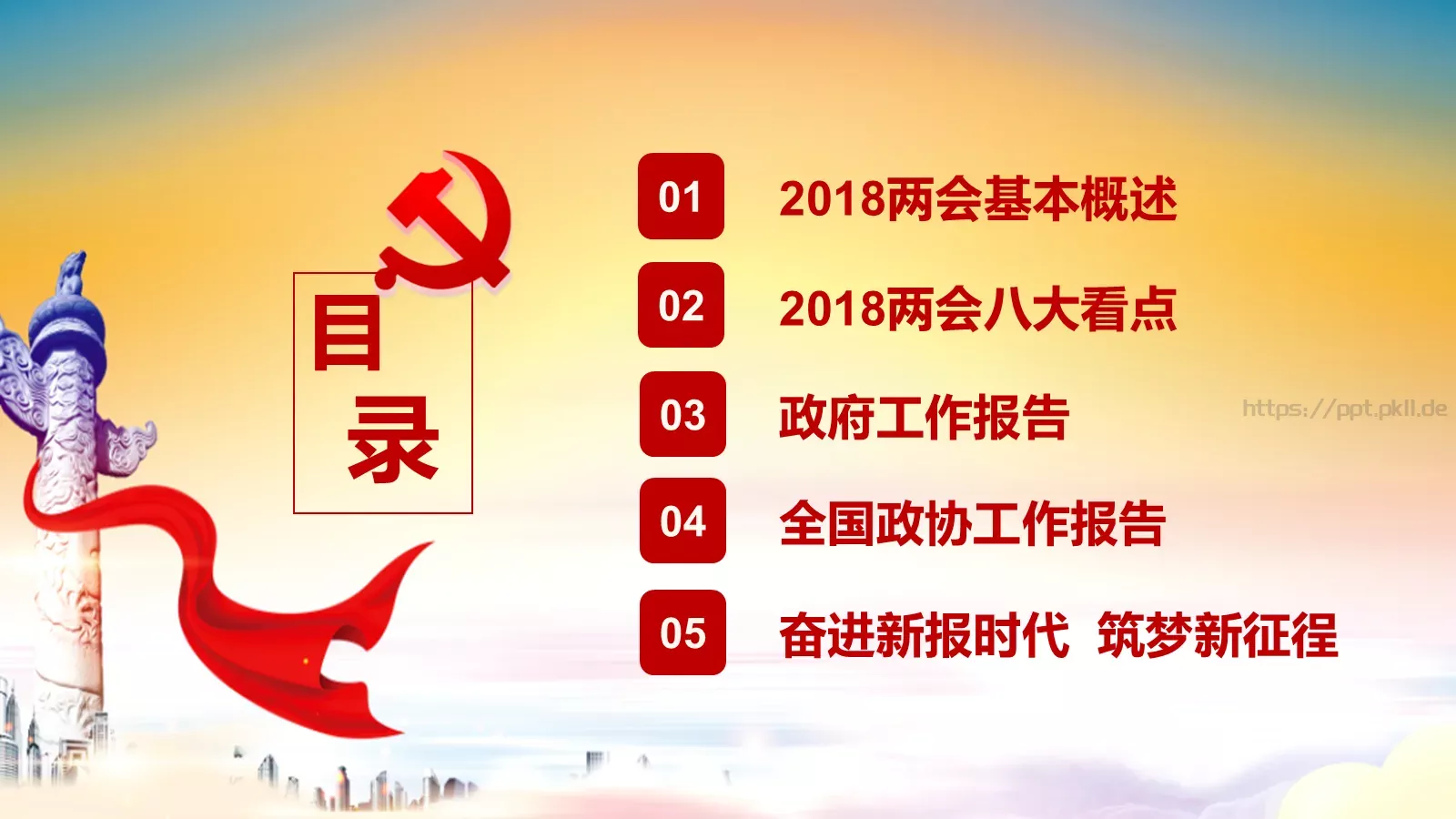 两会解读汇报PPT模板 第 3 页缩略图