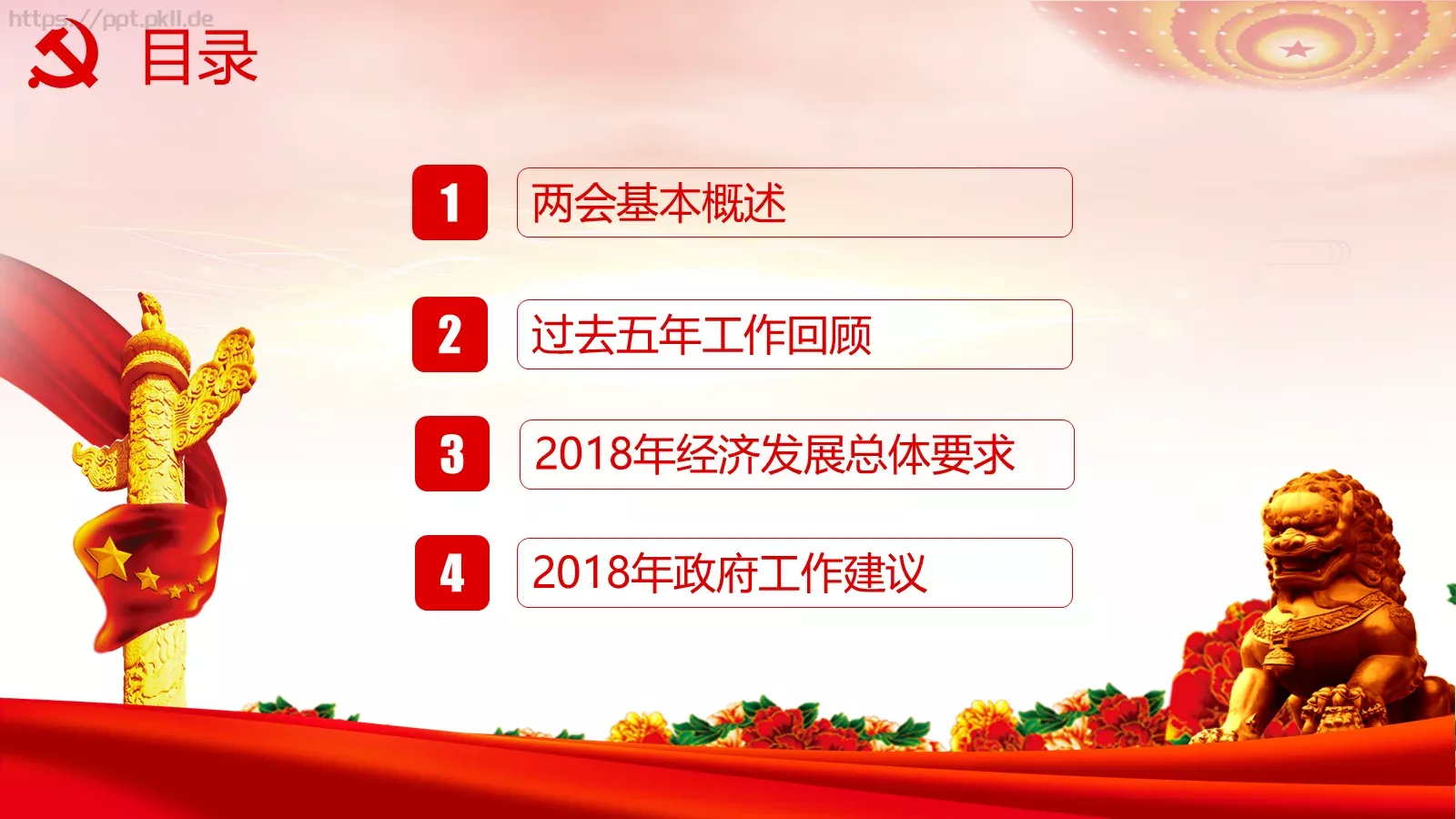 2018两会解读第一季PPT模板 第 3 页缩略图