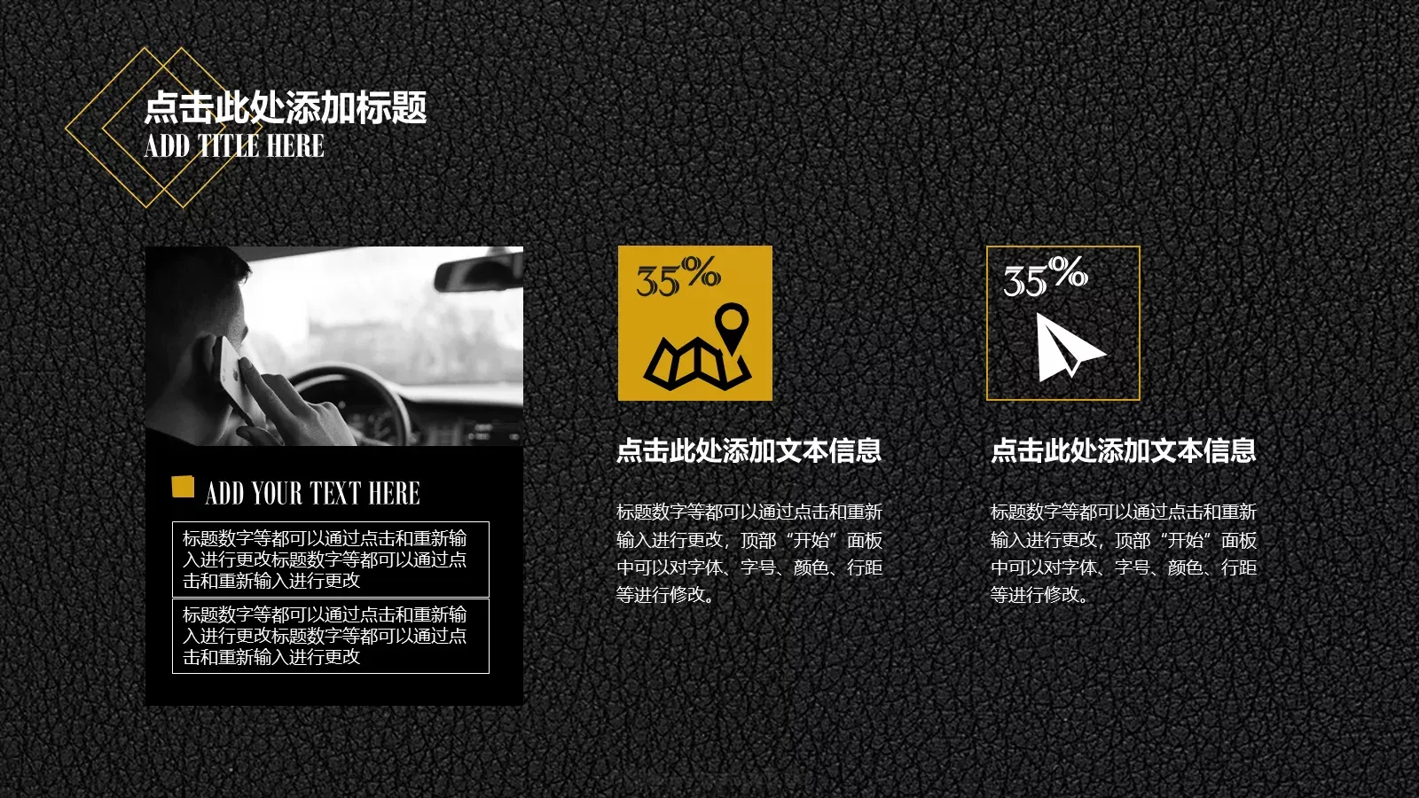 黑色质感皮纹欧美风通用PPT模板 第 4 页缩略图
