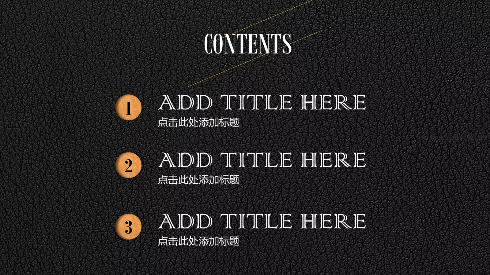 黑色质感皮纹欧美风通用PPT模板 第 2 页缩略图