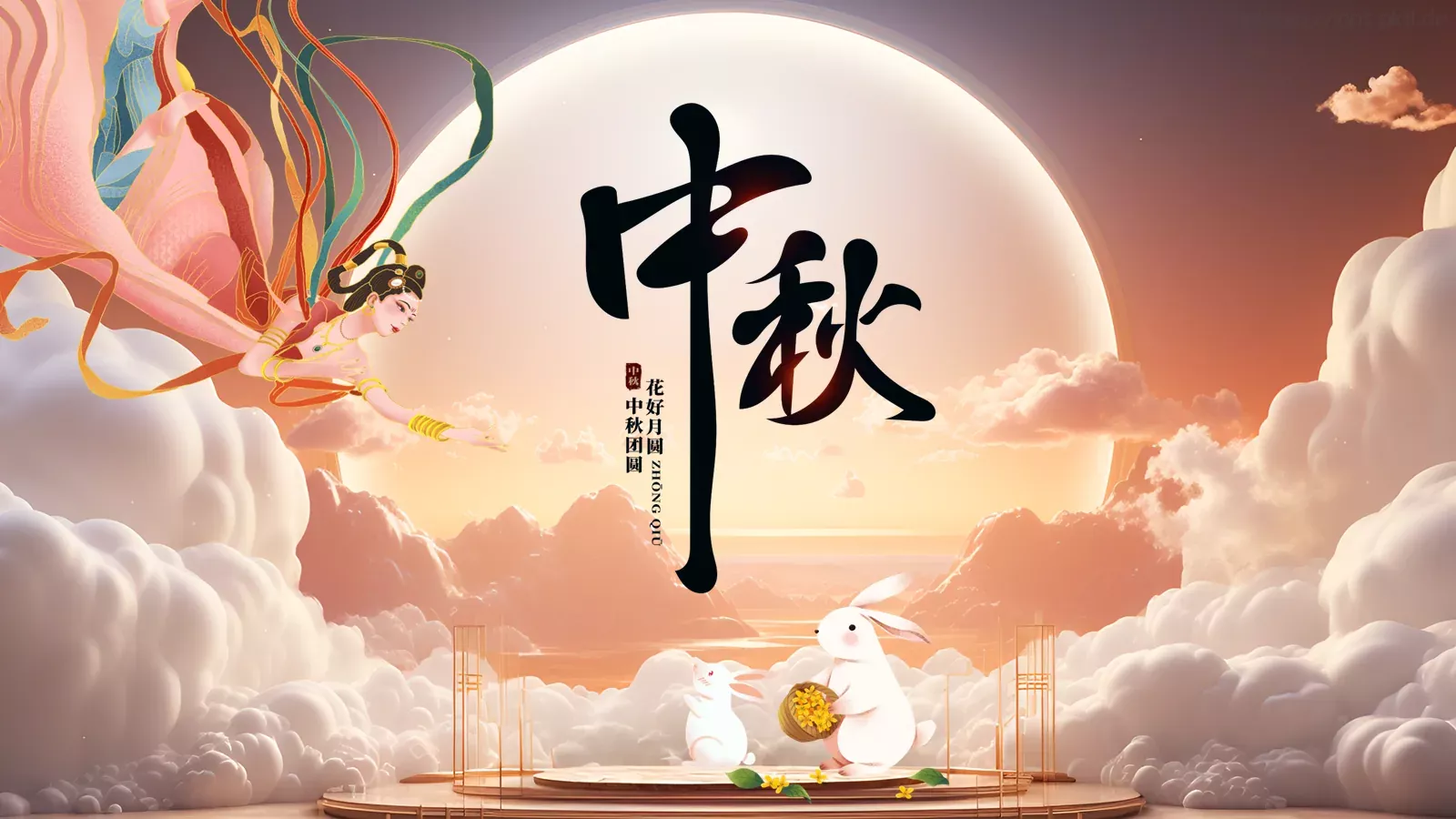 中国风中秋节介绍PPT模板 封面图