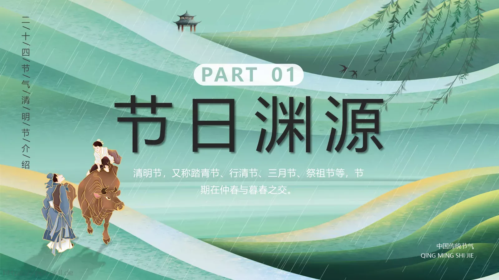 清明节中国传统节气介绍PPT模板 第 3 页缩略图