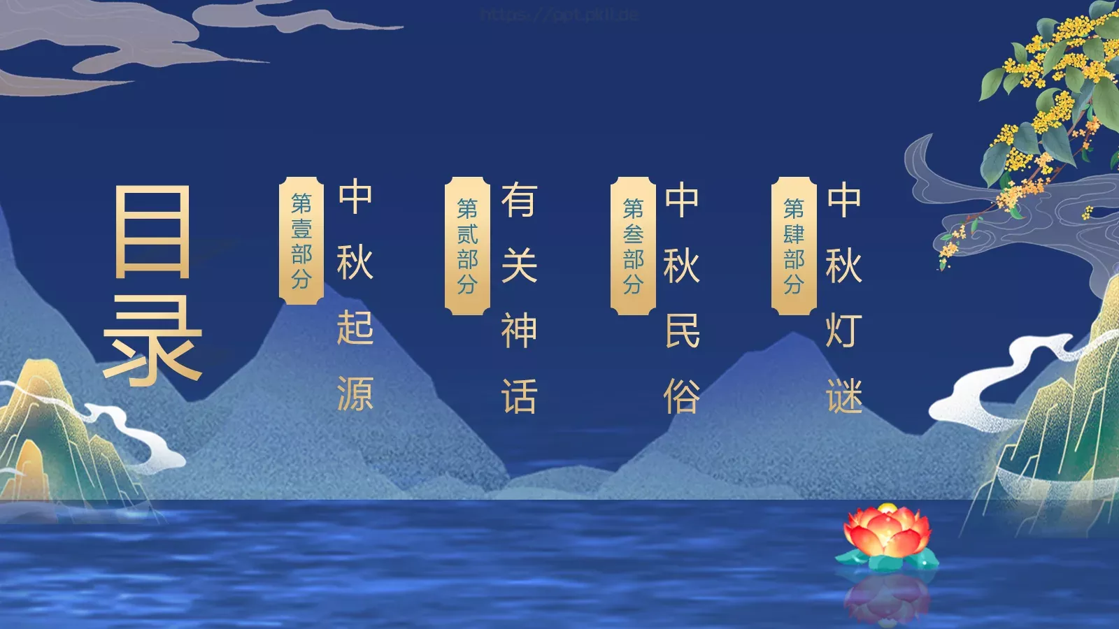 中秋节但愿人长久PPT模板 第 2 页缩略图