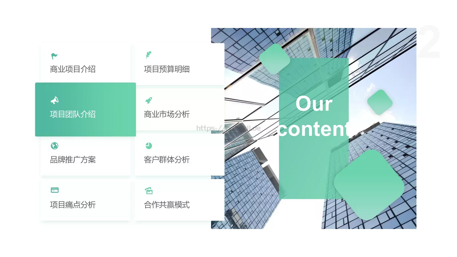 商业计划书PPT模板 第 2 页缩略图