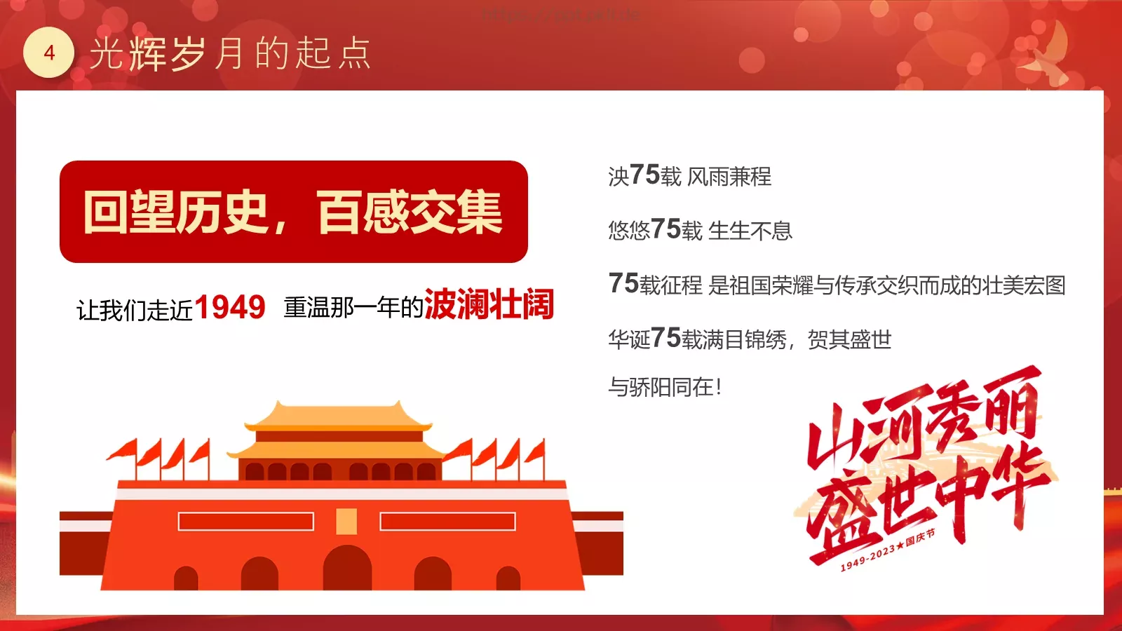 喜迎华诞 盛世篇章 建国75周年国庆主题PPT模板 第 4 页缩略图