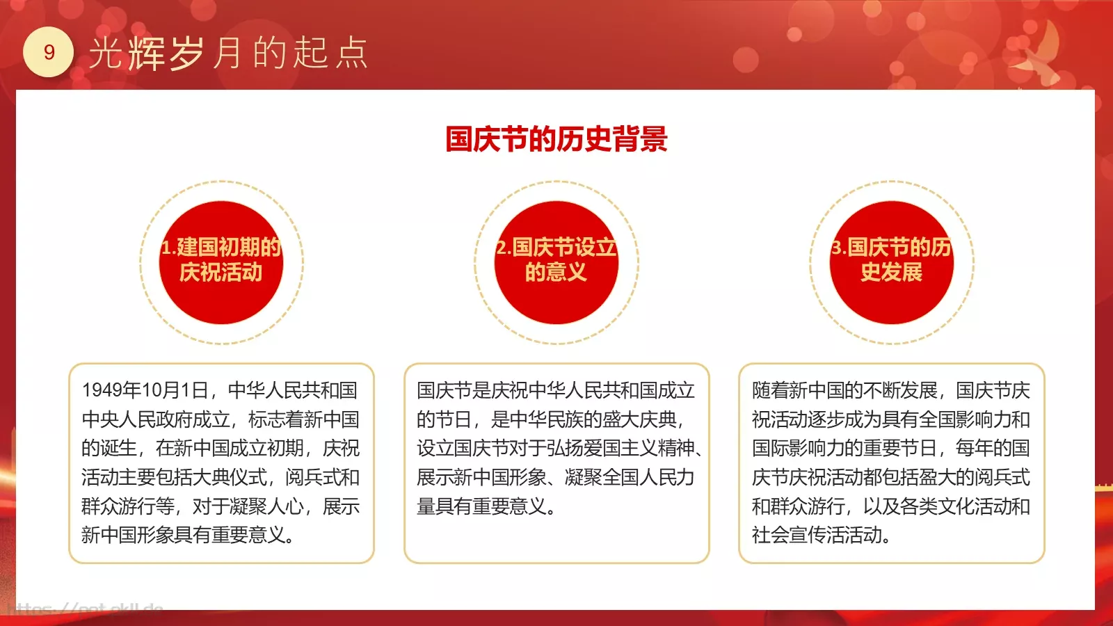 喜迎华诞 盛世篇章 建国75周年国庆主题PPT模板 第 9 页预览图