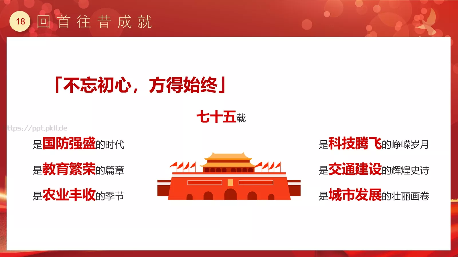 喜迎华诞 盛世篇章 建国75周年国庆主题PPT模板 第 18 页预览图
