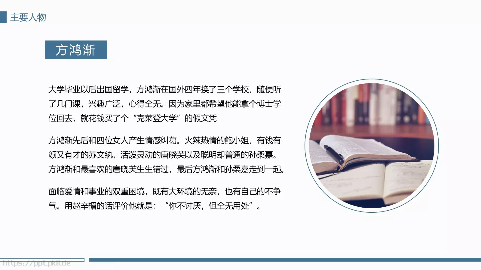 围城经典语录读书分享PPT模板 第 6 页预览图