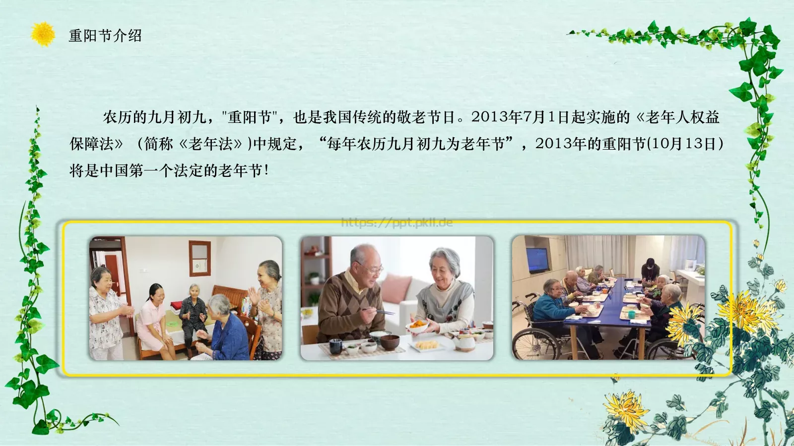 重阳节主题班会PPT模板 第 5 页预览图