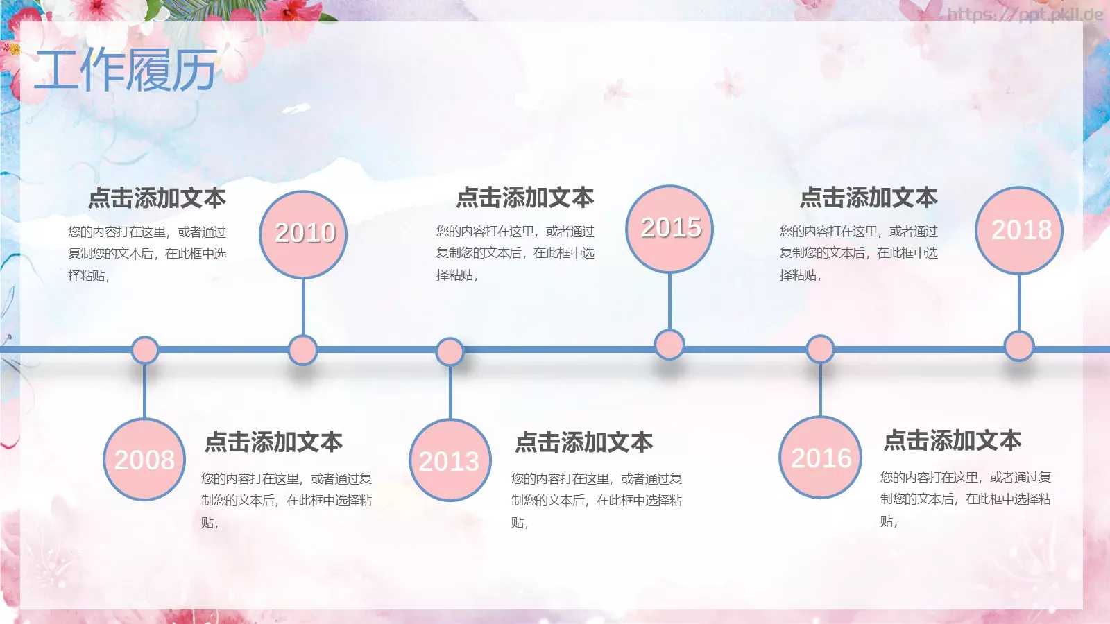 清新水墨个人简历PPT模板 第 5 页预览图