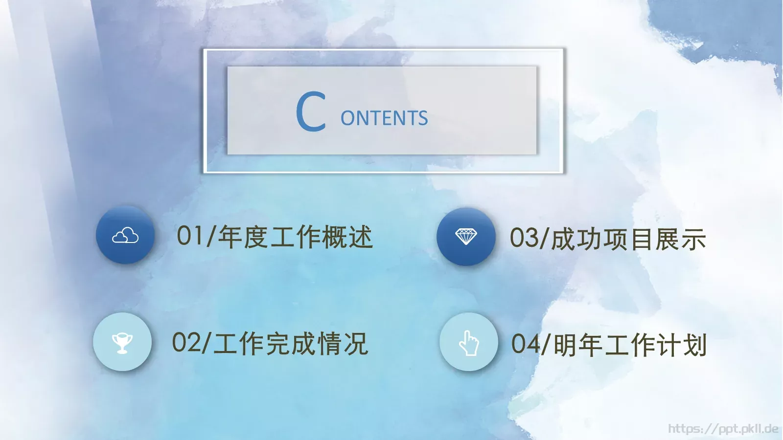 水彩风通用商务总结PPT模板 第 2 页缩略图
