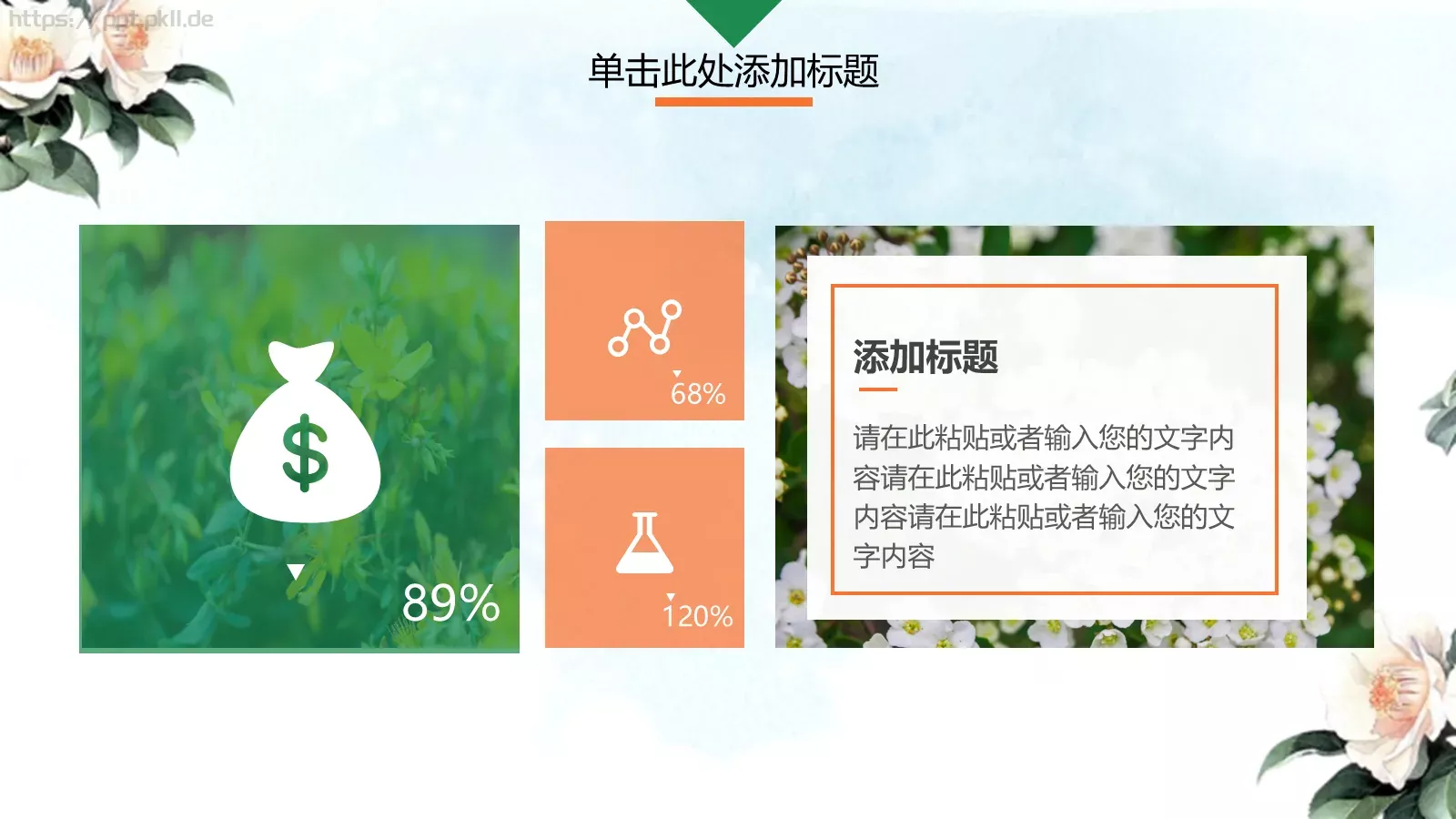 工作汇报花香鸟语汇报PPT模板 第 17 页预览图