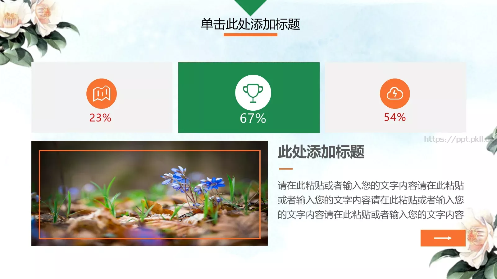 工作汇报花香鸟语汇报PPT模板 第 21 页预览图