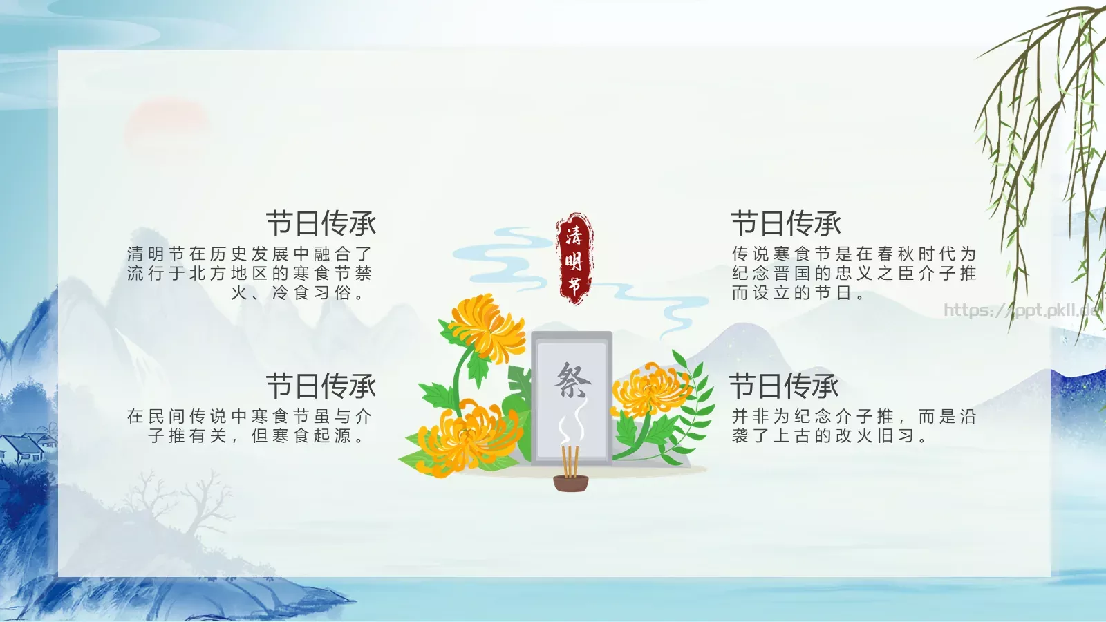 清明节农历三月初五PPT模板 第 8 页预览图