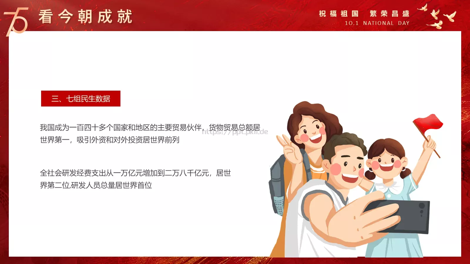 国庆节祝福祖国PPT模板 第 19 页预览图