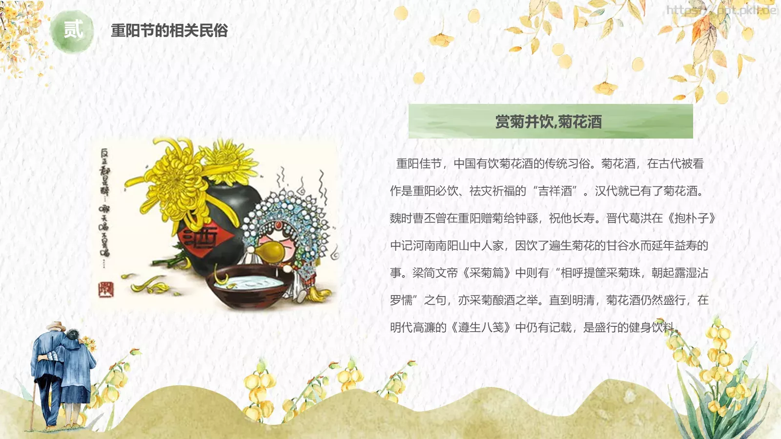敬老爱老健康快乐重阳节主题PPT模板 第 10 页预览图