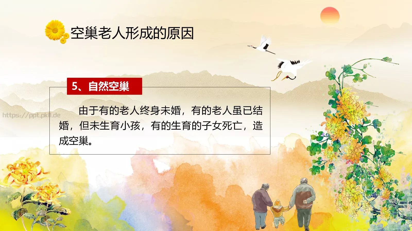 关注空巢老人关爱主题PPT模板 第 10 页预览图
