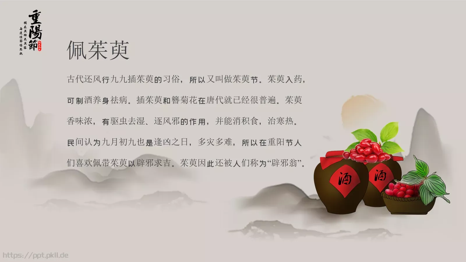 插茱萸赏菊登高重阳节PPT模板 第 12 页预览图