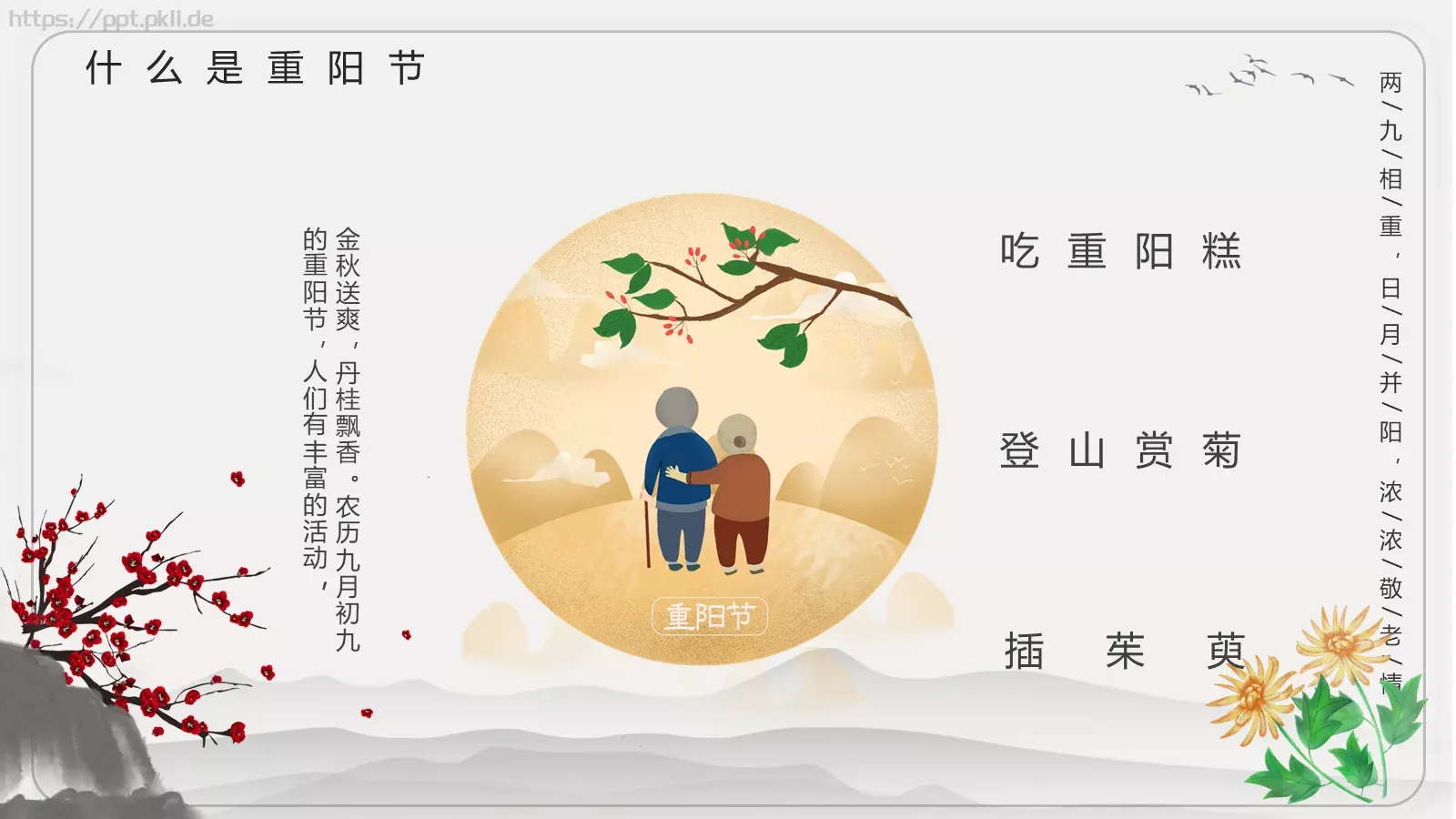 重阳节主题班会PPT模板 第 8 页预览图