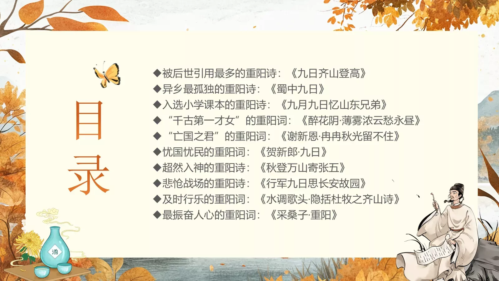 重阳节诗词朗诵PPT模板 第 3 页缩略图
